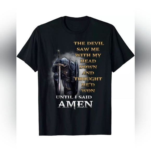 The Devil Saw Me With My Head Down Until I Said Amen Retro T-Shirt Unisex - Picture 2 of 11
